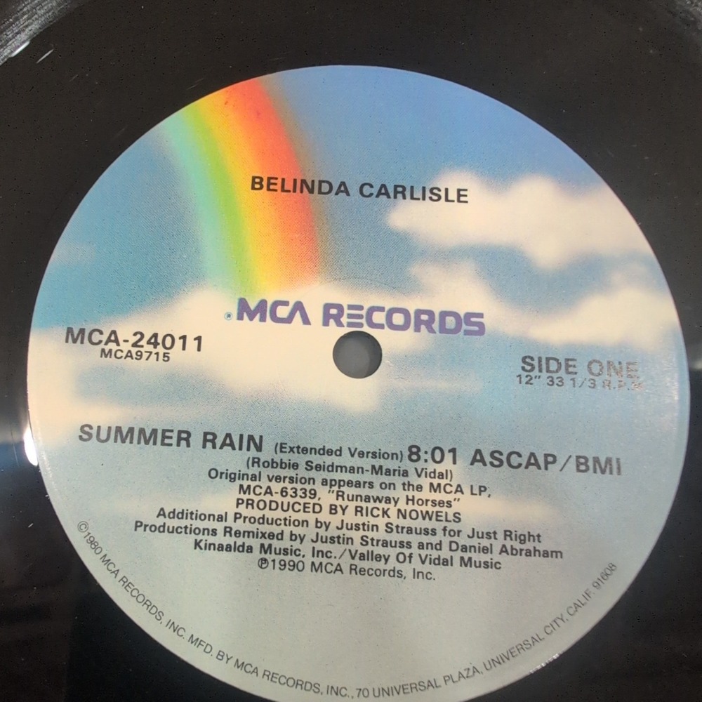 Belinda Carlisle Summer Rain Extended Version 12 Inch Vinyl Single 1990 MCA-2401 - Picture 5 of 7